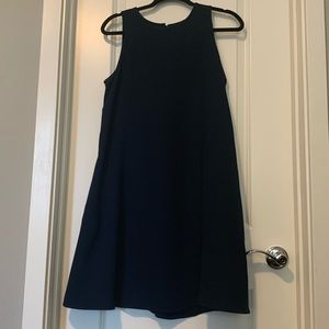 Navy A-Line Sharagano Sleeveless Dress with Pockets